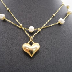 True love series K gold heart-shaped pendant set of natural Baroque pearl necklaces