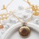 Natural Baroque Button Freshwater Purple Pearl Set Rhinestone Pendant Necklace