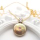 Natural Baroque Button Freshwater Purple Pearl Set Rhinestone Pendant Necklace