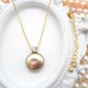 Natural Baroque Button Freshwater Purple Pearl Set Rhinestone Pendant Necklace