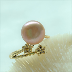 Pink Pearl Pentagram Ring