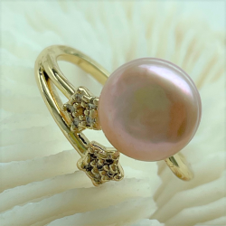 Pink Pearl Pentagram Ring