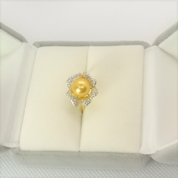 Yellow Pearl Flower Ring